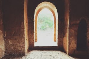 Inside sunset and sunrise pagoda in Bagan Myanmar