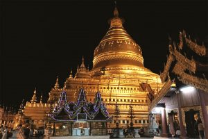 Shwezigon pagoda in Bagan, Myanmar